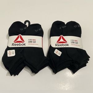 Reebok Men’s Low Cut Performance Training Socks 12 Pair Size 9-11 Black